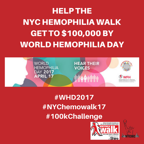 NYC Hemophilia WalkTake the 100K Challenge! NYC Hemophilia Chapter